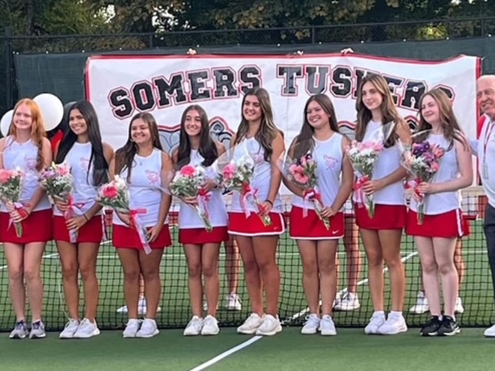 Somers Tuskers tennis athletes on Senior Night